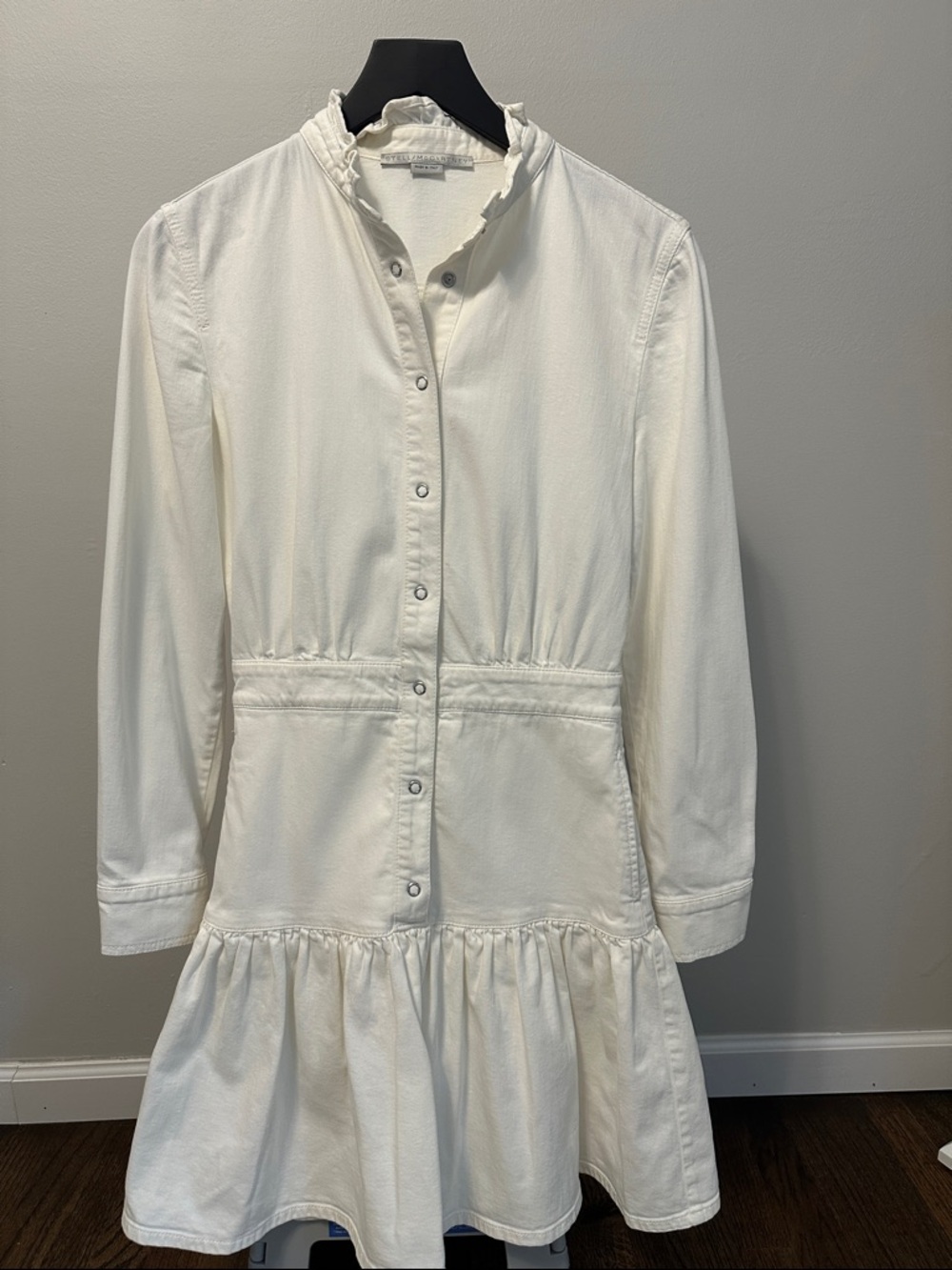 Stella McCartney Cream Ruffle-Neck Button Front Dress